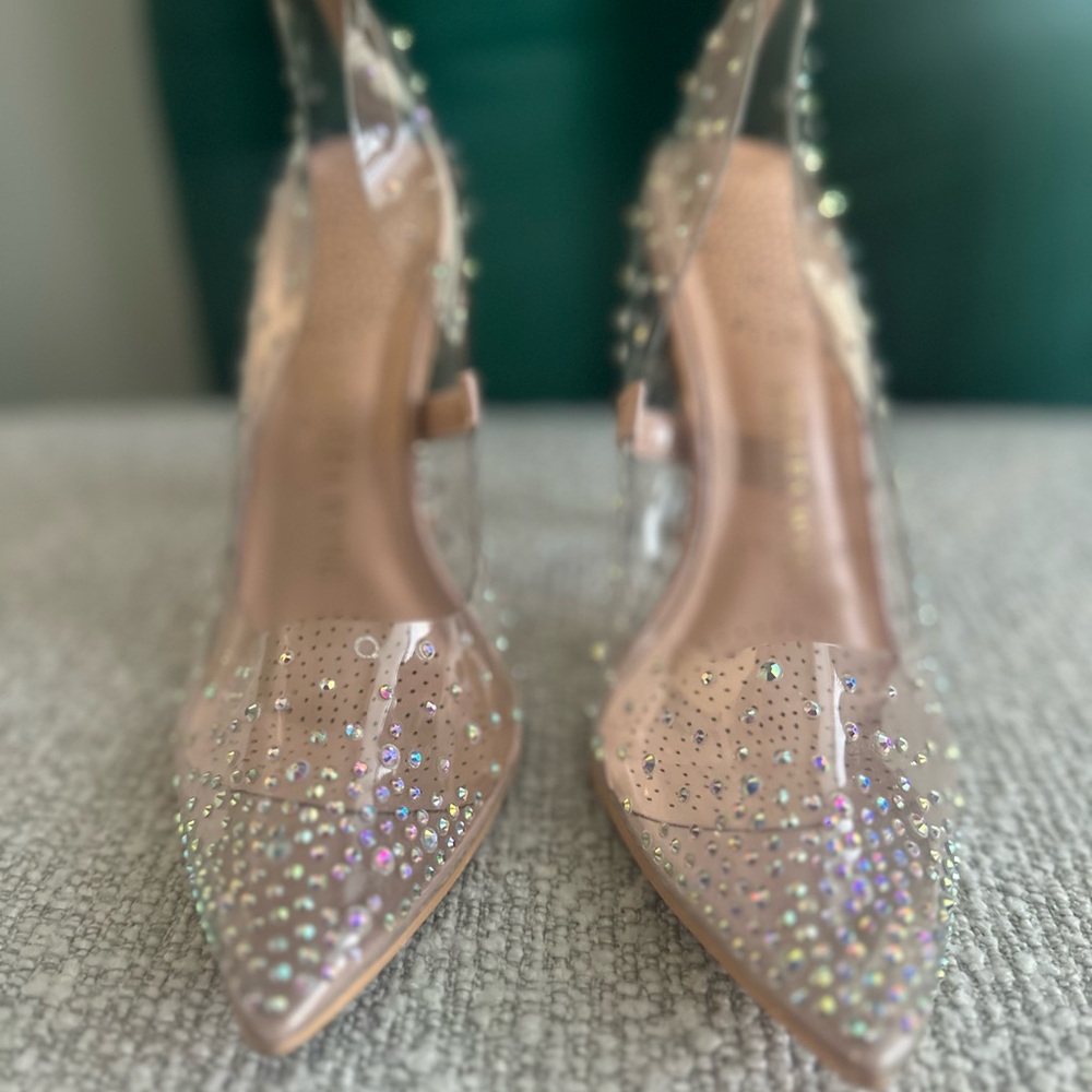 Chic Transparent Studded Women's Heels
